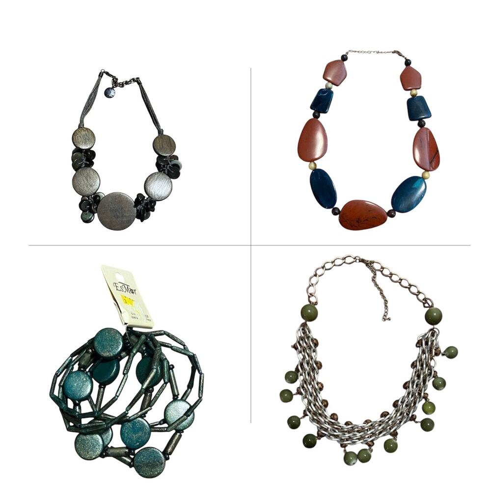 Lot of Costume Jewelry 3 Necklaces 1 NWT Bracelet  Chunky Bib Statement Pieces